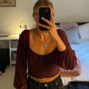 LA hearts brown long sleeve cropped